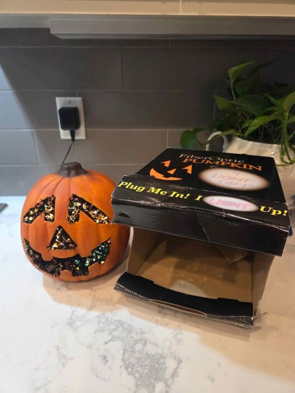 Vintage fiber optic Halloween pumpkin